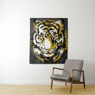 Realistic Tiger - Cool Tiger Head Drawing Tapestry