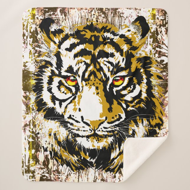 Realistic Tiger - Cool Tiger Head Sherpa Blanket (Front)