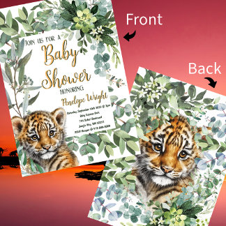 Realistic Tiger Cub Gender Neutral Baby Shower Invitation