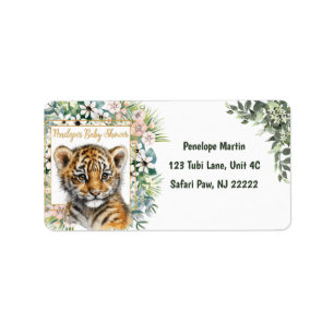 Realistic Tiger Cub Gender Neutral Baby Shower Label