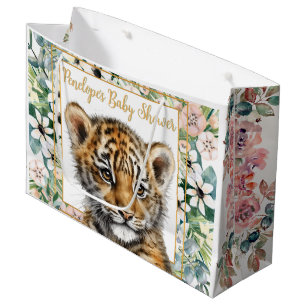 Realistic Tiger Cub Gender Neutral Baby Shower Large Gift Bag