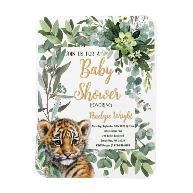 Realistic Tiger Cub Gender Neutral Baby Shower Magnet (Vertical)