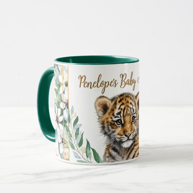 Realistic Tiger Cub Gender Neutral Baby Shower Mug (Front Left)