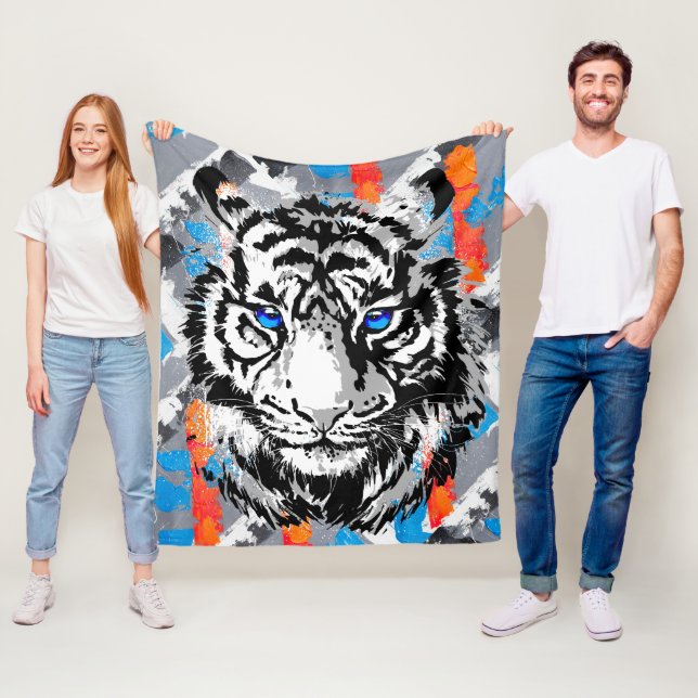 Realistic Tiger Fleece Blanket - Cool Tiger Head (In Situ)