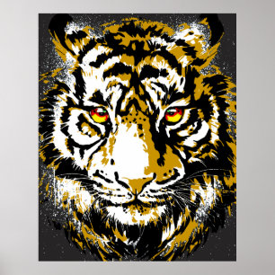 Realistic Tiger Poster - Cool Tiger Head Drawing
