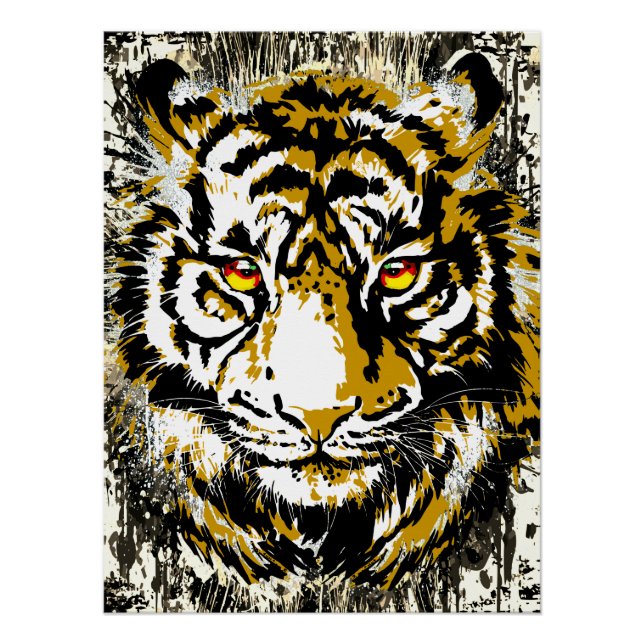 Realistic Tiger Poster Glossy - Cool Tiger Head (Front)