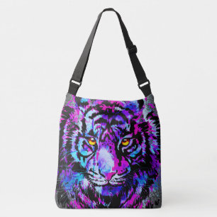 Realistic Tiger - Purple Tiger Head Drawing Crossbody Bag