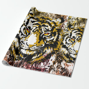 Realistic Tiger - Retro Tiger Wrapping Paper