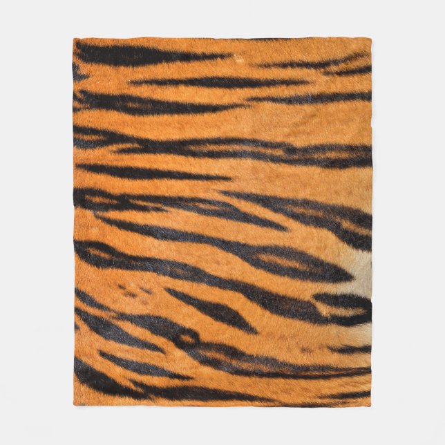 Realistic tiger skin texture. fleece blanket (Front)