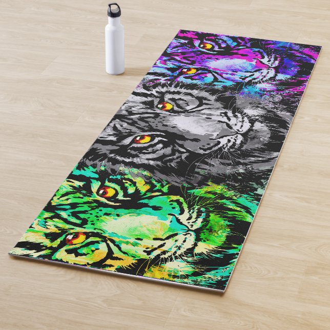 Realistic Tiger Yoga Mat Green - Wildlife Big Cats (In Situ)