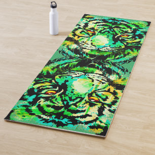Realistic Tiger Yoga Mat Green - Wildlife Big Cats