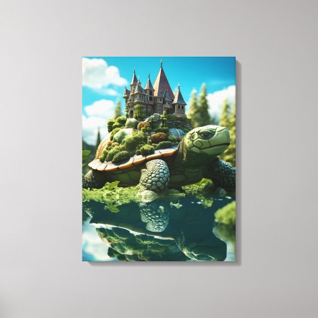 Realistic Topiary Art Natural Surreal Turtle Canvas Print (Front)