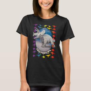Realistic Triceratops Graphic Boys Rainbow Dinosau T-Shirt