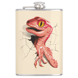 Realistic Velociraptor Dinosaur Hatching Hip Flask