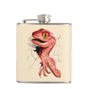 Realistic Velociraptor Dinosaur Hatching Hip Flask