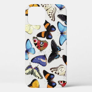 Realistic vintage butterflies collection. iPhone 12 case