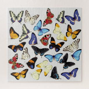Realistic vintage butterflies collection. jigsaw puzzle