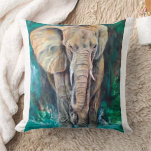 Realistic Watercolor Elephant Cushion