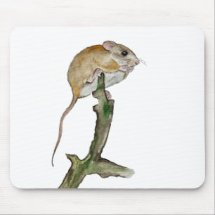 Realistic watercolor mouse in a tree mat