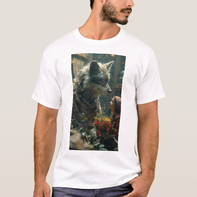 Realistic Wolf Disguise Graphic T-Shirt (Front)