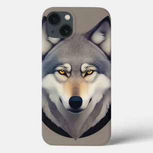 Realistic Wolf Face with Piercing Yellow Eyes iPhone 13 Case