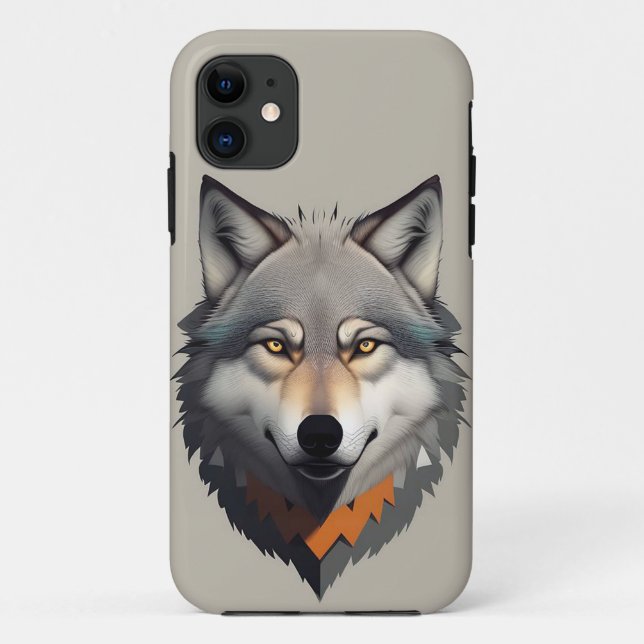 Realistic Wolf Face with Piercing Yellow Eyes Case-Mate iPhone Case (Back)