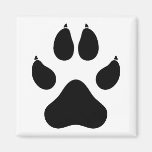 Realistic Wolf Paw Print - Black Magnet