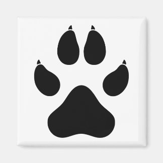 Realistic Wolf Paw Print - Black Magnet