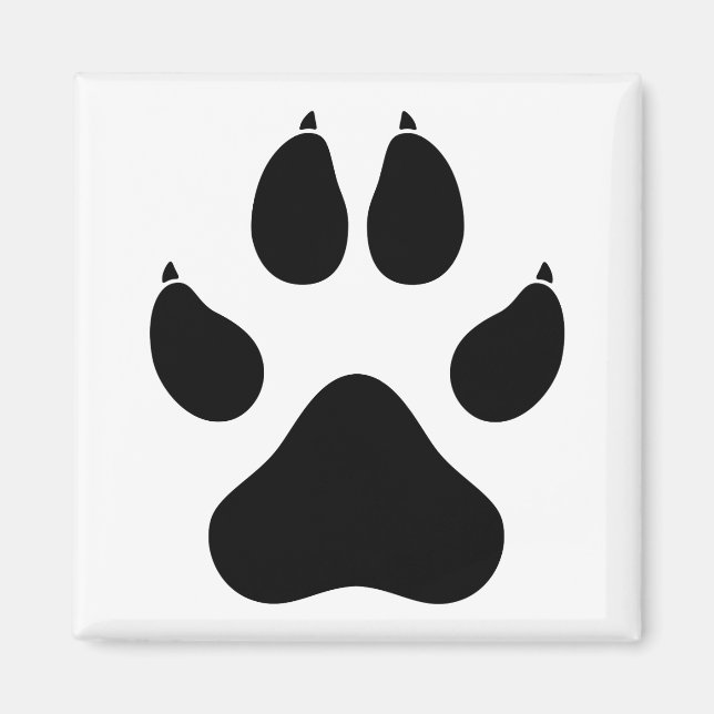 Realistic Wolf Paw Print - Black Magnet (Front)