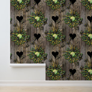 Realistic Wood Bohemian Bee Illustrations Harvest Wallpaper