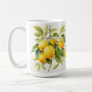 REALISTIC YELLOW LEMONS ON LEMON BRANCHES COFFEE MUG