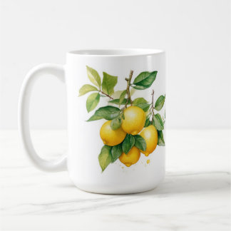 REALISTIC YELLOW LEMONS ON LEMON BRANCHES COFFEE MUG