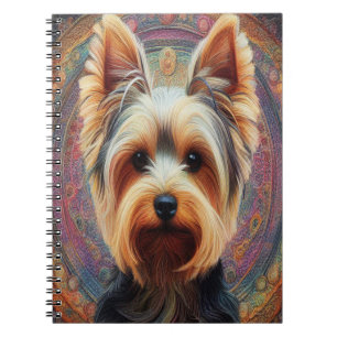 Realistic Yorkshire Terrier Dog Colourful Border Notebook