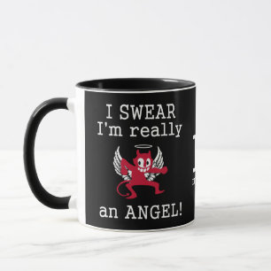 "Really an Angel" custom monogram & name mugs