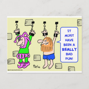 really bad pun hanging prisoners postcard