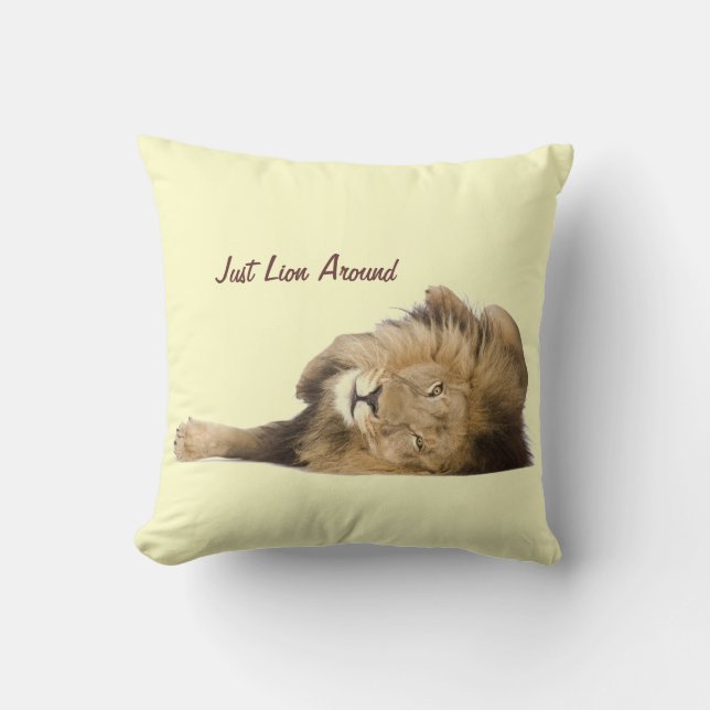 Really Big Cat Just "Lion" Around Cushion (Front)