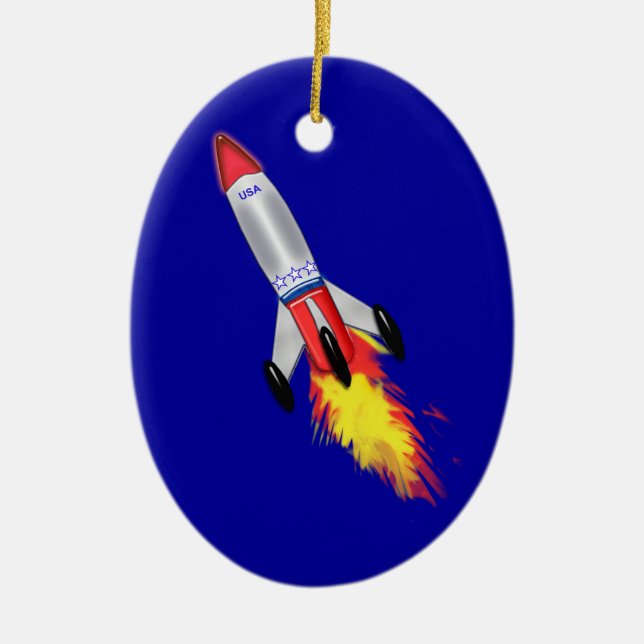 Really Cool Rocket Ceramic Tree Decoration (Front)