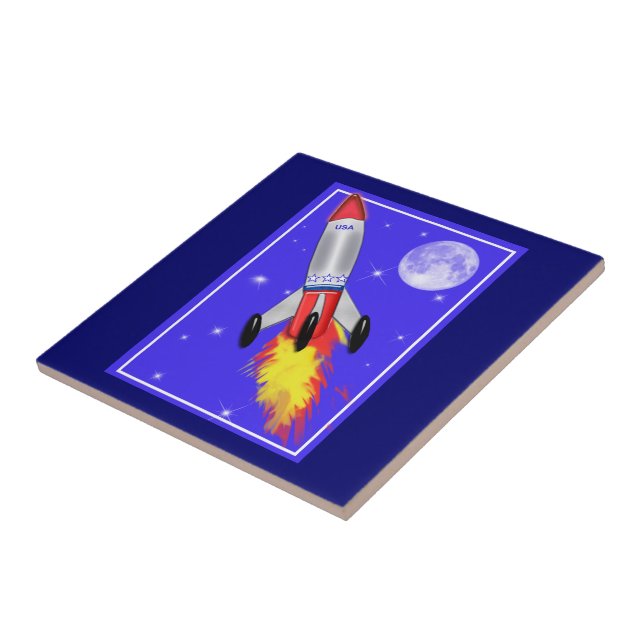Really Cool Rocket in Space Tile (Side)