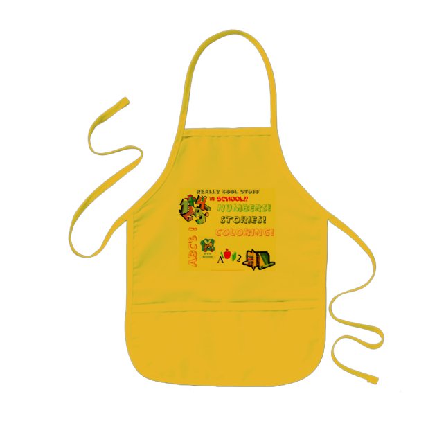 "Really cool stuff in School" Kids Apron (Front)