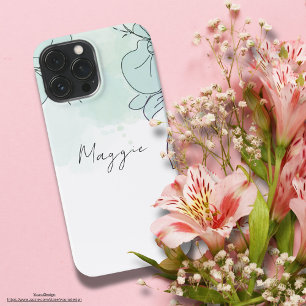 Really cute and minimal girly blue monogram name   iPhone 13 pro max case