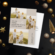 Really Exited Beige Holiday Pregnancy Announcement