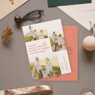 Really Exited Red Holiday Pregnancy Announcement