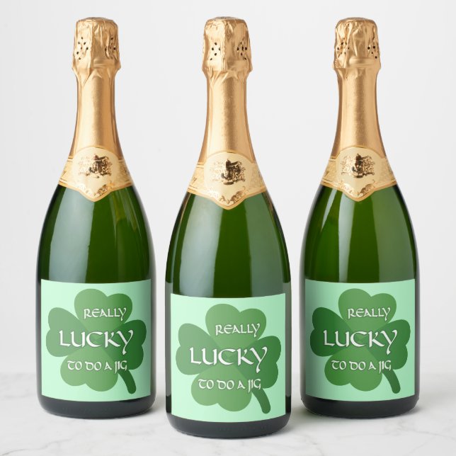 Really Lucky To Do a Jig Sparkling Wine Label (Bottles)