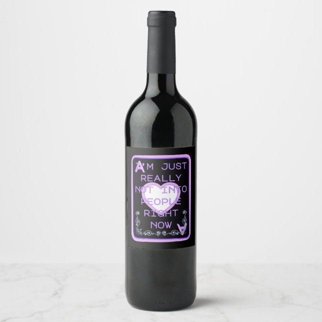 Really Not Into People Right Now Ace of Hearts Wine Label (Front)