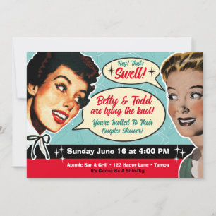 Really Retro Couples Shower Invitation- Gals Invitation
