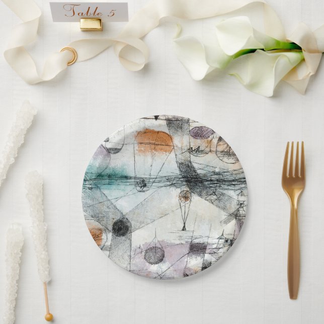 Realm of Air Paul Klee Abstract Expressionist Paper Plate (Wedding)