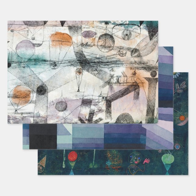 Realm of Air Paul Klee Abstract Expressionist Wrapping Paper Sheet (Set)