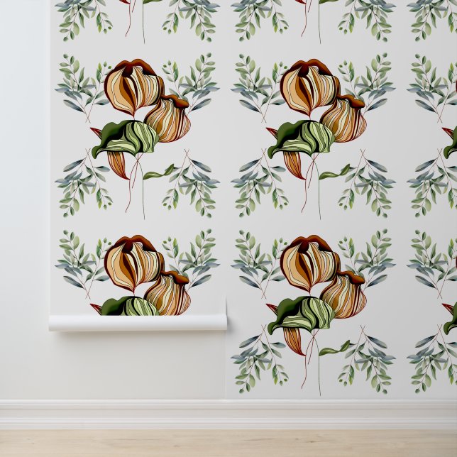 Realm of Foliage Boho Chic Rustic Vintage Wallpaper (Application)