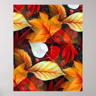 Realm of Foliage with Maple Leaves in Warm Colors Poster