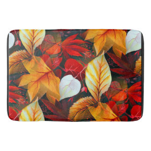 Realm of Foliage with Maple Leaves in Warm Colours Bath Mat